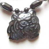 Hematite Tiger Face 30mm Pendant